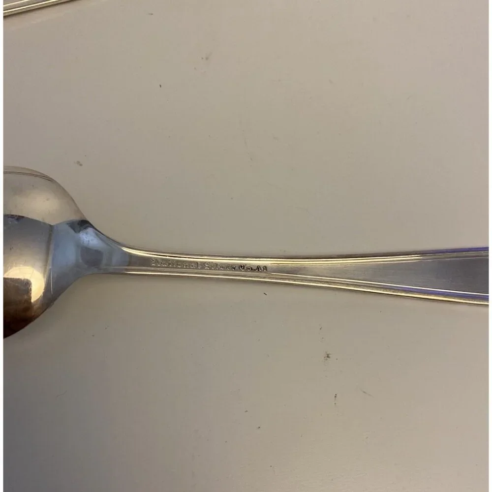 International Silver Co Silverplate ROSE AND LEAF Serving Spoons 8